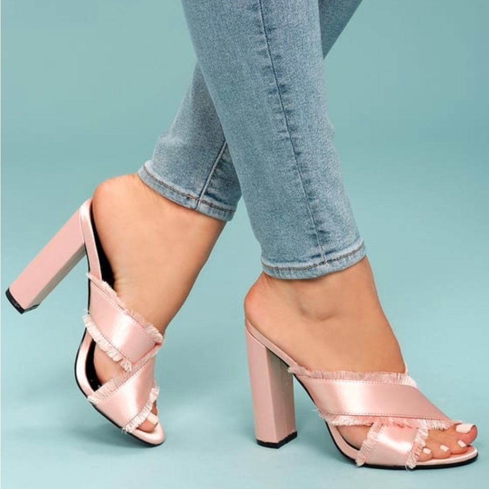 Lulu’s satin blush high heel sandals